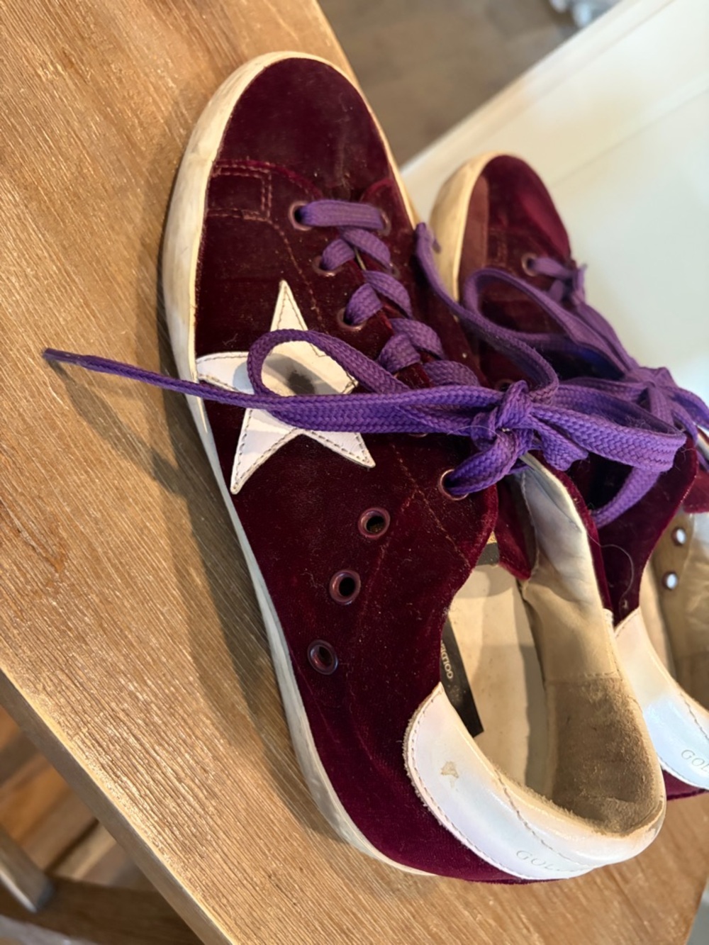 Golden Goose Burgundy Velvet Sneakers 37 6.5 - Picture 5 of 13
